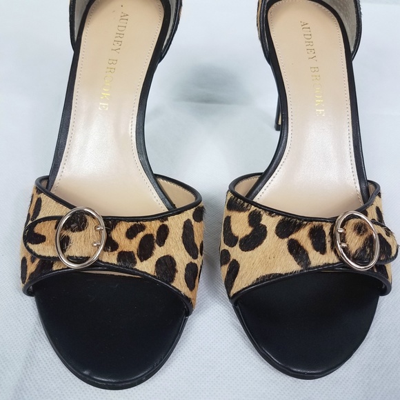 Audrey Brooke Leopard Ganauche Leather Heels Shoes - Picture 4 of 8